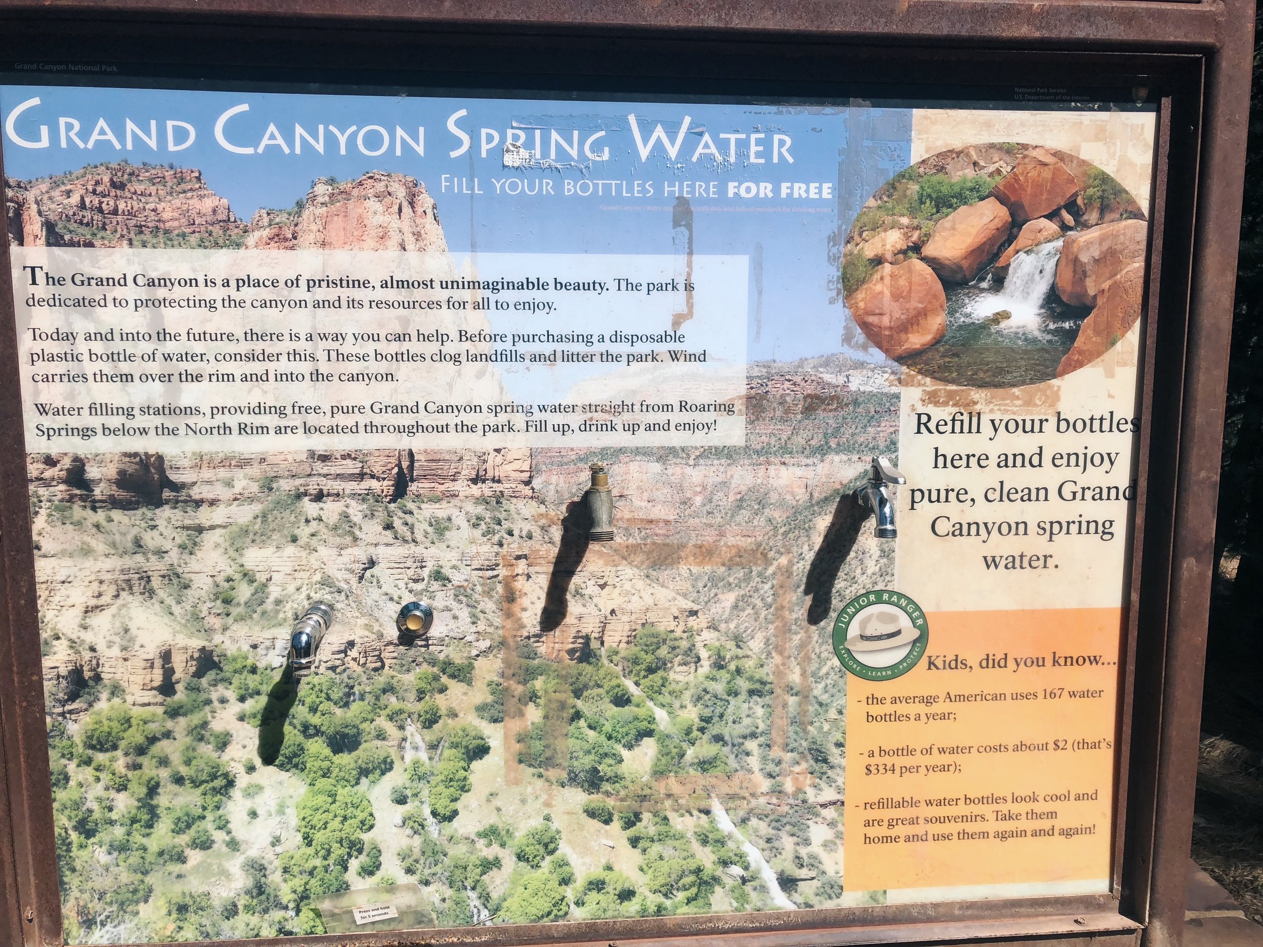 The three spigots where they routed water - right on the sign!