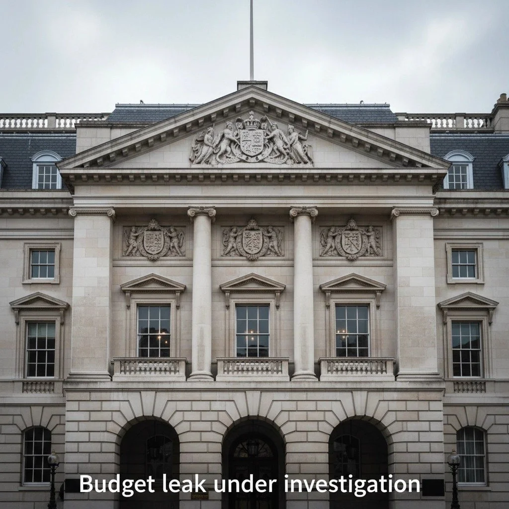 Major breach in Budget security: An &quot;external person&quot; accessed the Office for Budget Responsibility (OBR) fiscal outlook before the official Budget announcement, prompting a full investigation. The leaked report included growth forecasts an