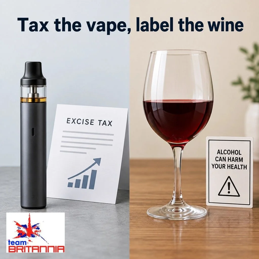 Read in full here: https://parliamentnews.co.uk/illogical-cancer-plan-will-tax-all-nicotine-products-the-same-while-only-labelling-the-carcinogen-in-your-glass/

Nicotine tax stays same. Alcohol gets labels. Consumers lose.