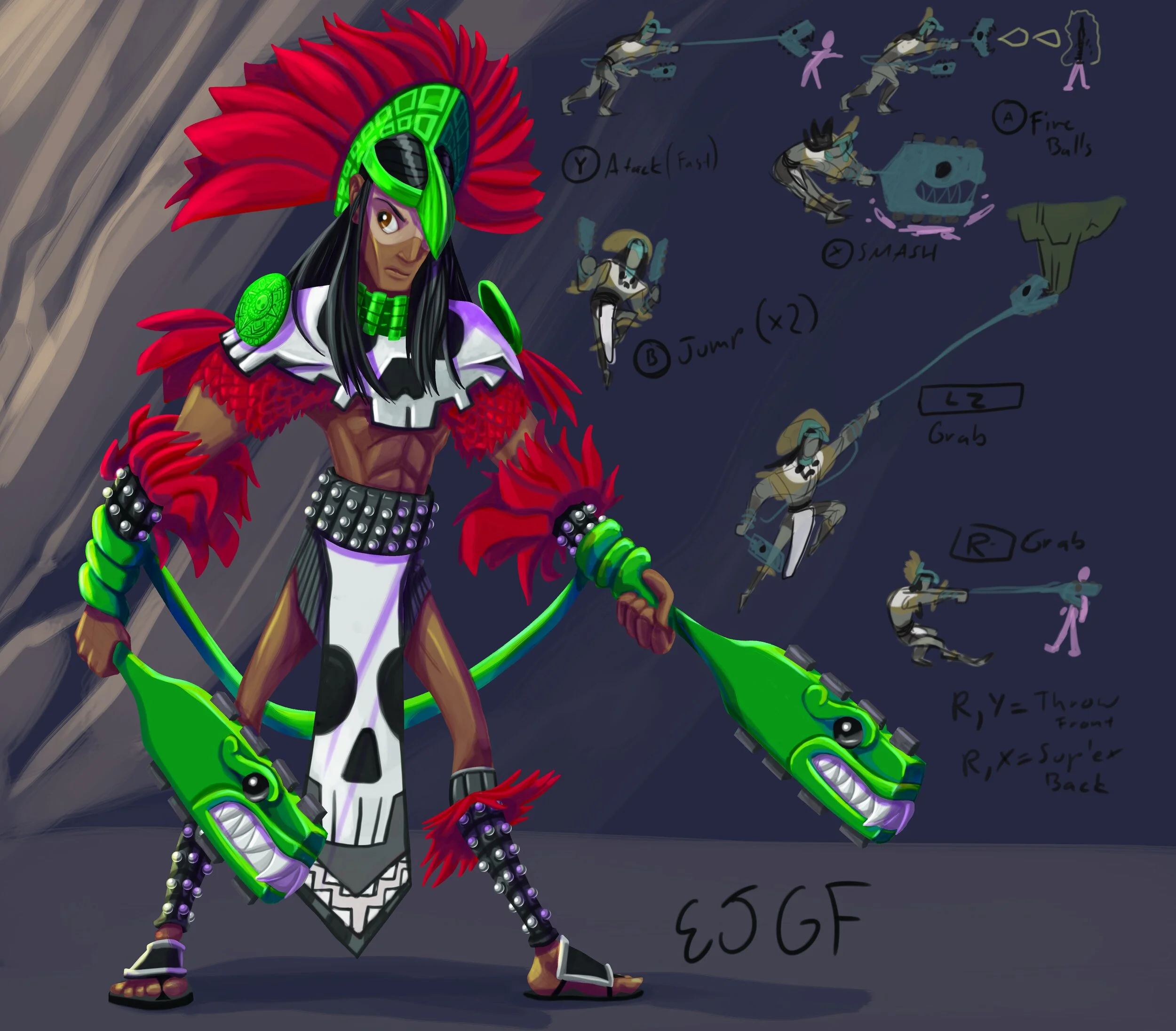 Aztec Warrior Game Character Idea