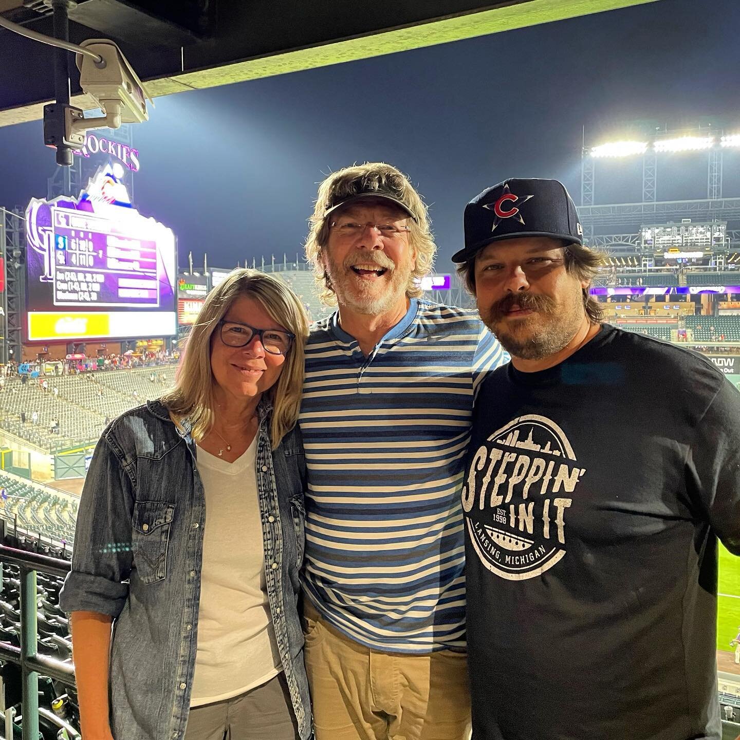Greensky Newgrass! Hey music lovers, this is what CAN happen when you get vaccinated; baseball games with friends and playing music festivals again.  Me, Lynn and Dave Bruzza of @greenskybluegrass enjoyed a @rockies game together Tuesday night and wh