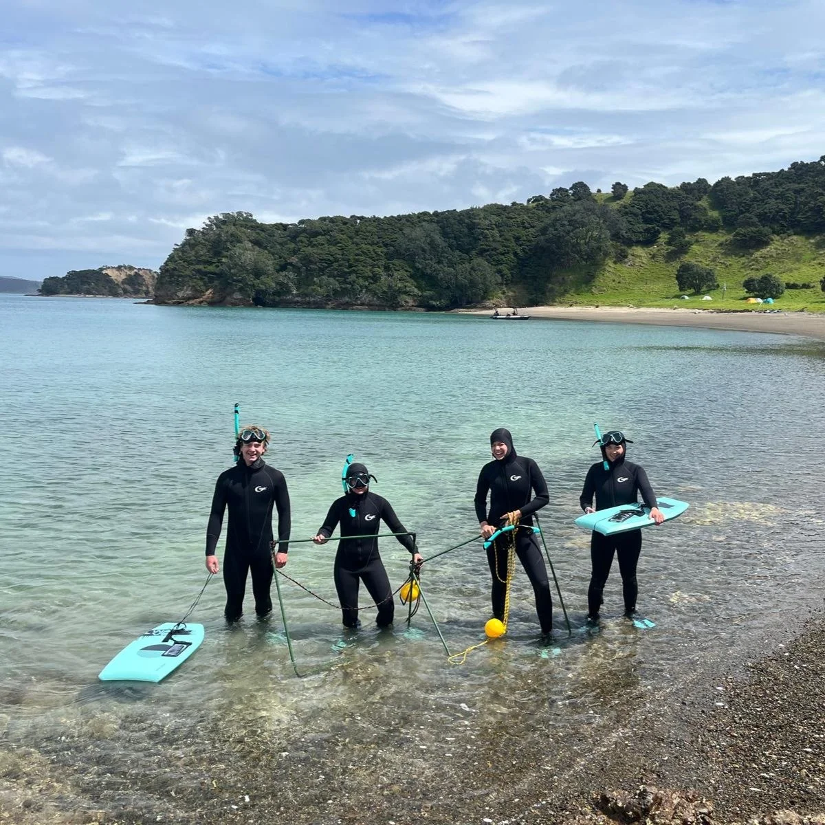 Update! Our New Zealand team has jumped right into hands-on field learning across land and sea. 

Highlights so far include snorkeling to measure the impact of marine sanctuaries on urchin barrens, paddling a waka (Māori canoe), exploring glow worm c