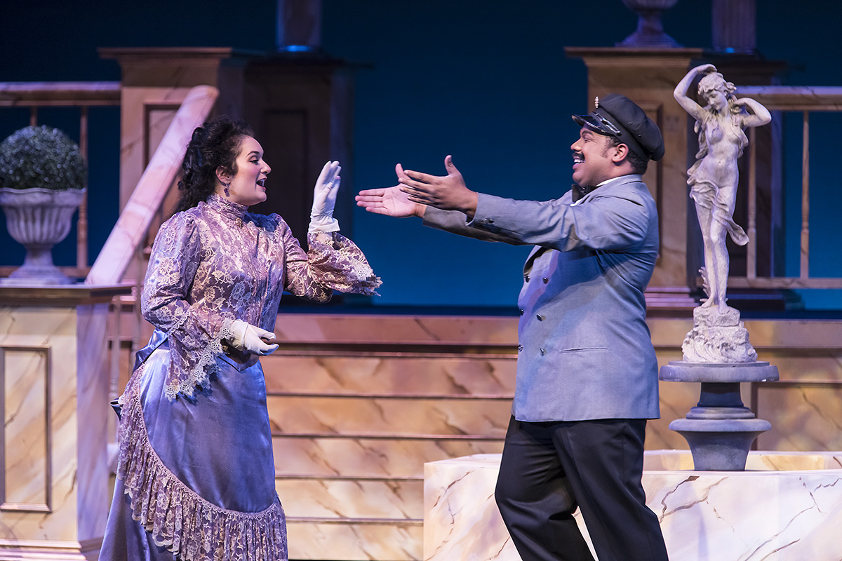 Phoebe in University of California, Santa Barbara's production of The Mock Marriage , 2019 Photo by David Bazemore Costumes—Stacie Logue; Hair and make up—Heather Sterling