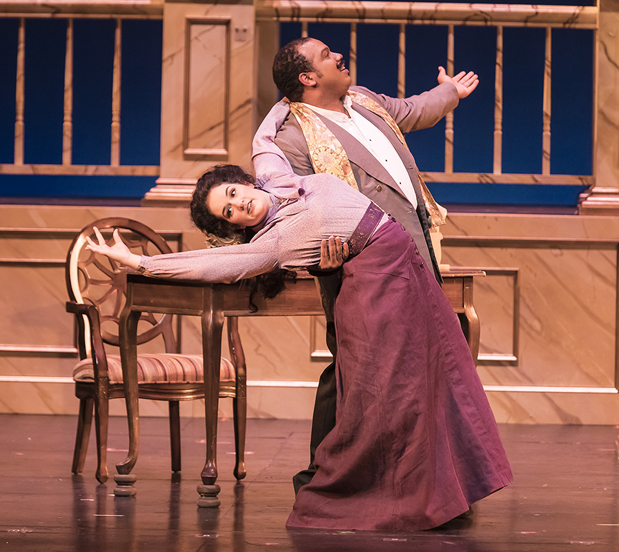 Phoebe in University of California, Santa Barbara's production of The Mock Marriage , 2019 Photo by David Bazemore Costumes—Stacie Logue; Hair and make up—Heather Sterling