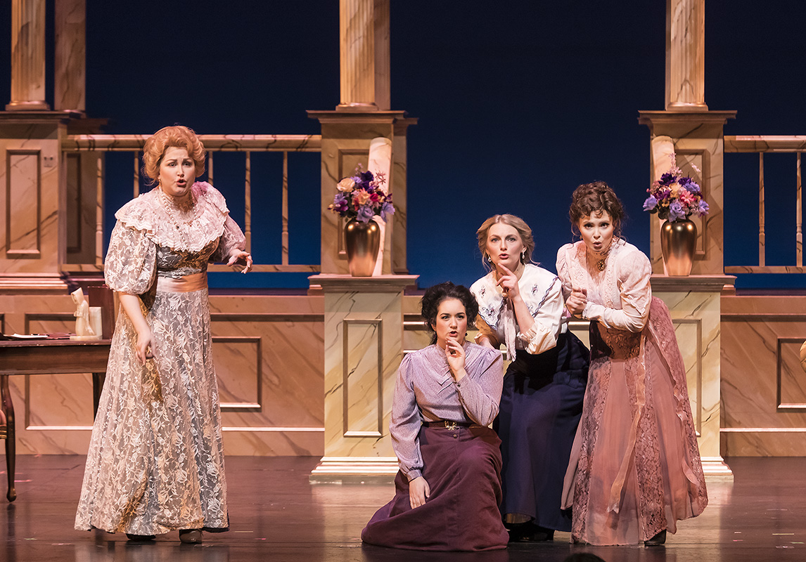 Phoebe in University of California, Santa Barbara's production of The Mock Marriage , 2019 Photo by David Bazemore Costumes—Stacie Logue; Hair and make up—Heather Sterling