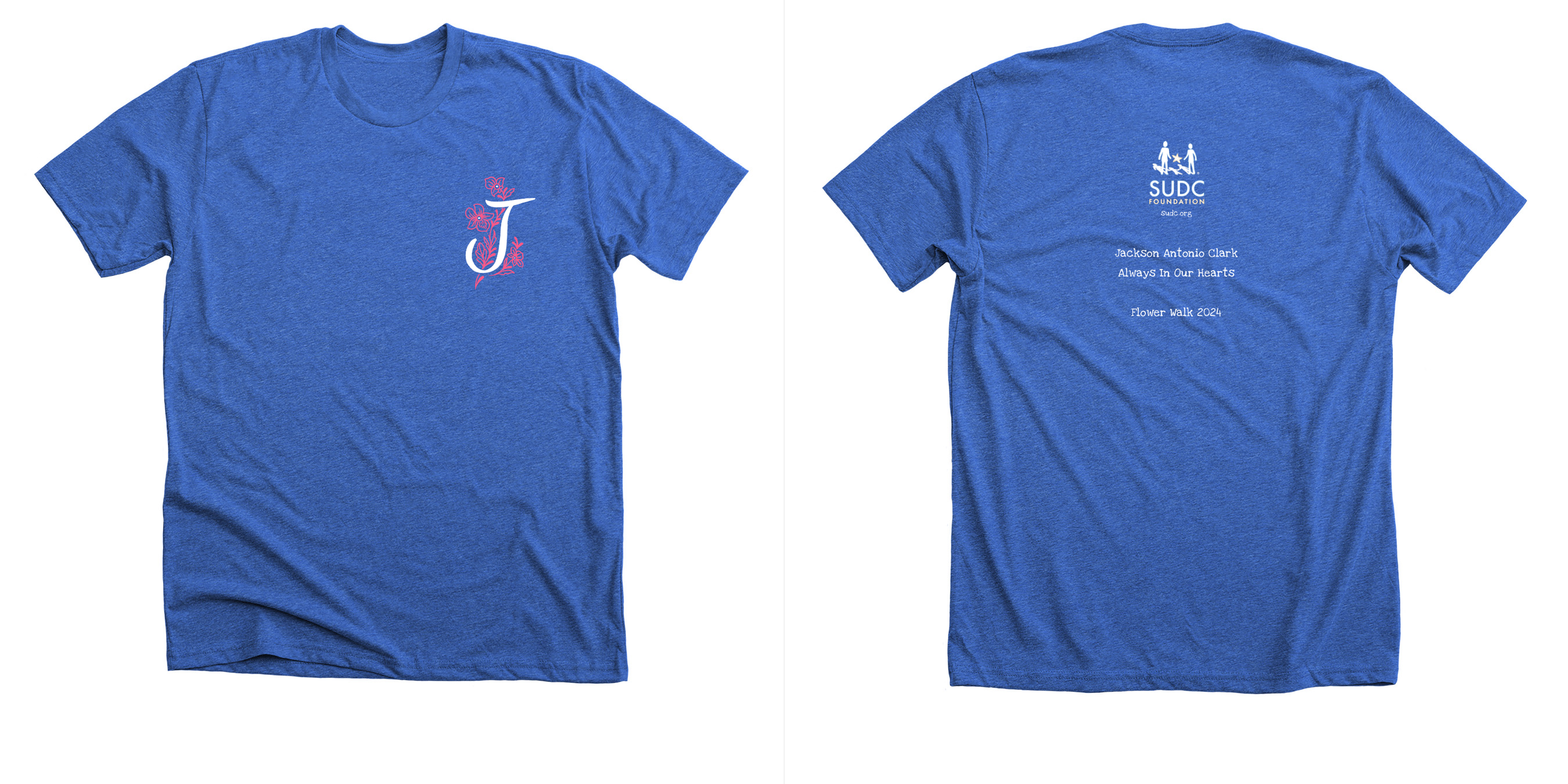 Image of the front & back of the Flower Walk shirt for 2024
