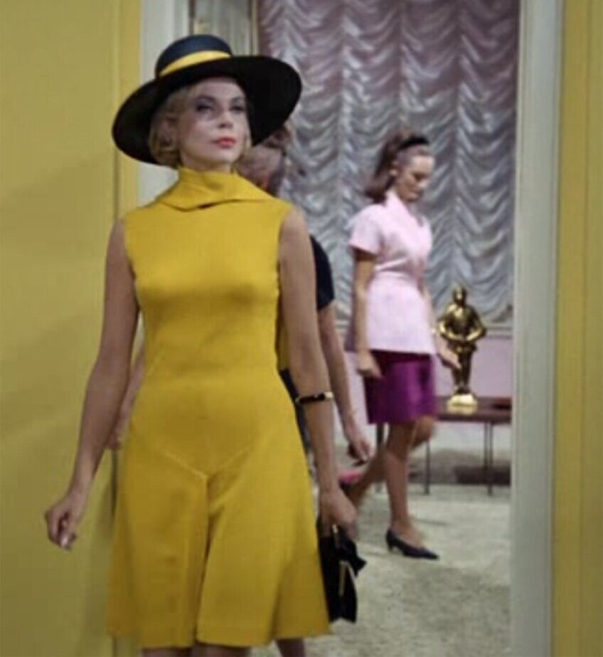 A full shot of the yellow dress Ms. Carter wears in the “secret passphrase” and “mission briefing” sequences. My first step was to remake the dress.