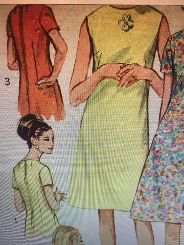 However, I also went digging through sewing patterns from the era of the television episode (the mid to late 1960s) for sale online, which mostly used French darts for a sheath dress shape. Cinnamon Carter is a fashion model type, so it would make s…