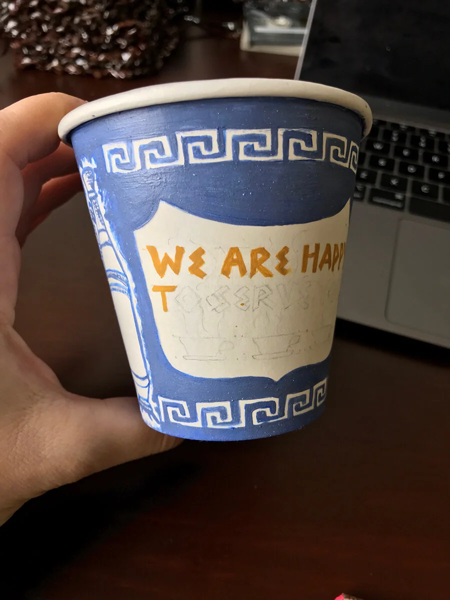 Painting at a 1:1 scale was much more difficult, as was painting straight lines on a 3-dimensional object. Fitting the type was especially tough, and making both sides balanced and proportionate to each other was a challenge. Luckily, because only o…