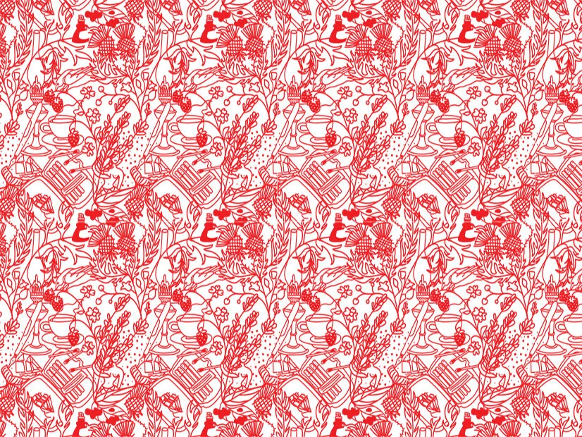 I also went back into Illustrator occasionally to see what the pattern would look like at different frequencies of repetition (repeating over 9x12” versus repeating over a wall size 120”x144”)