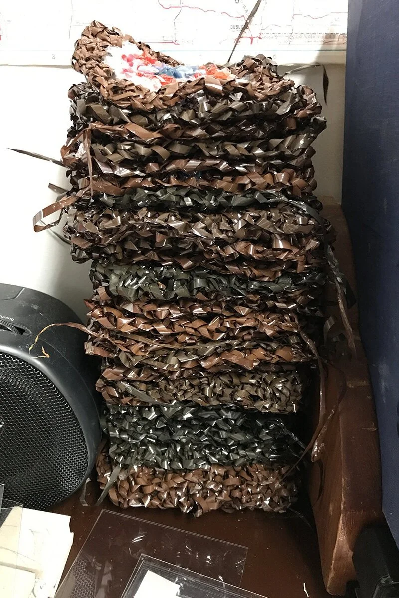 This is a stack of the squares before being combined into a quilt. I made each square individually, often crocheting on the train or streetcar. It usually caught the attention of strangers, who always wanted to comment on what I was doing. One woman…