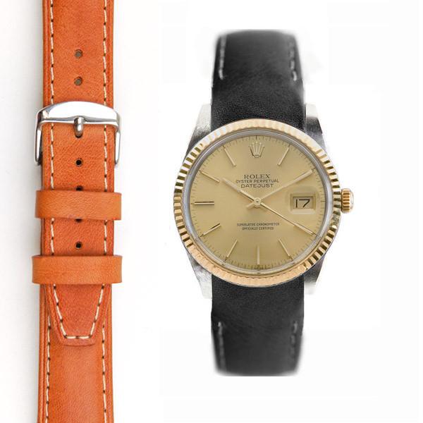 rolex datejust two tone leather strap