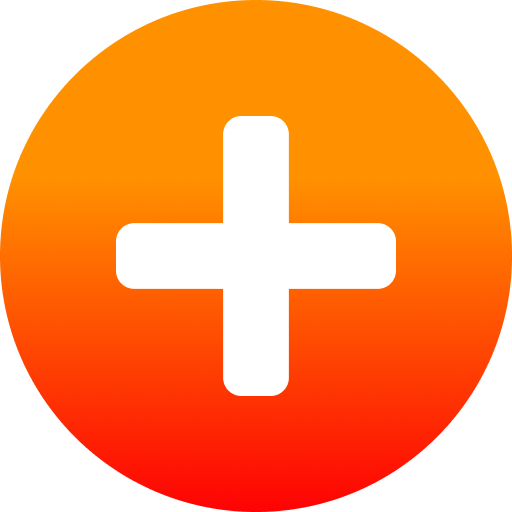 A red circular icon with a white plus sign in the center.