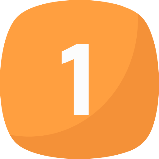 Orange square icon with rounded edges and a white number one in the center.