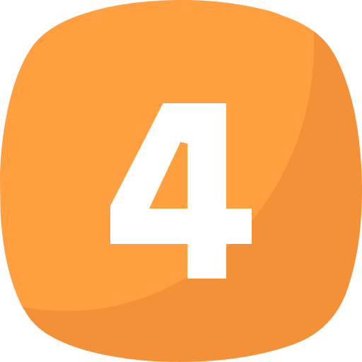 Orange square with rounded corners and the number 4 in white centered.
