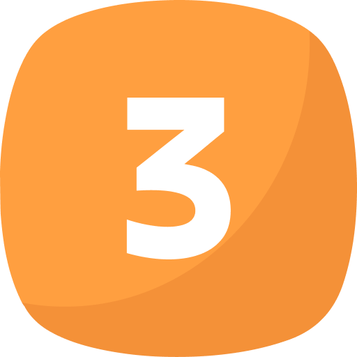Orange square icon with rounded edges and a white number 3 in the center.