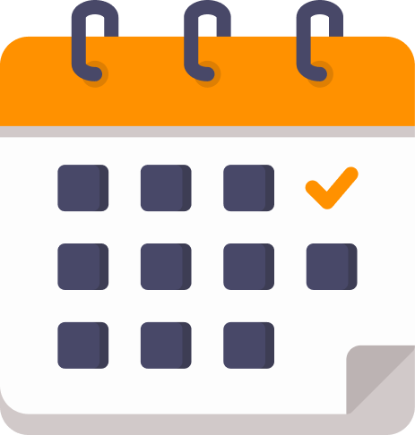 Icon of a calendar showing a marked date