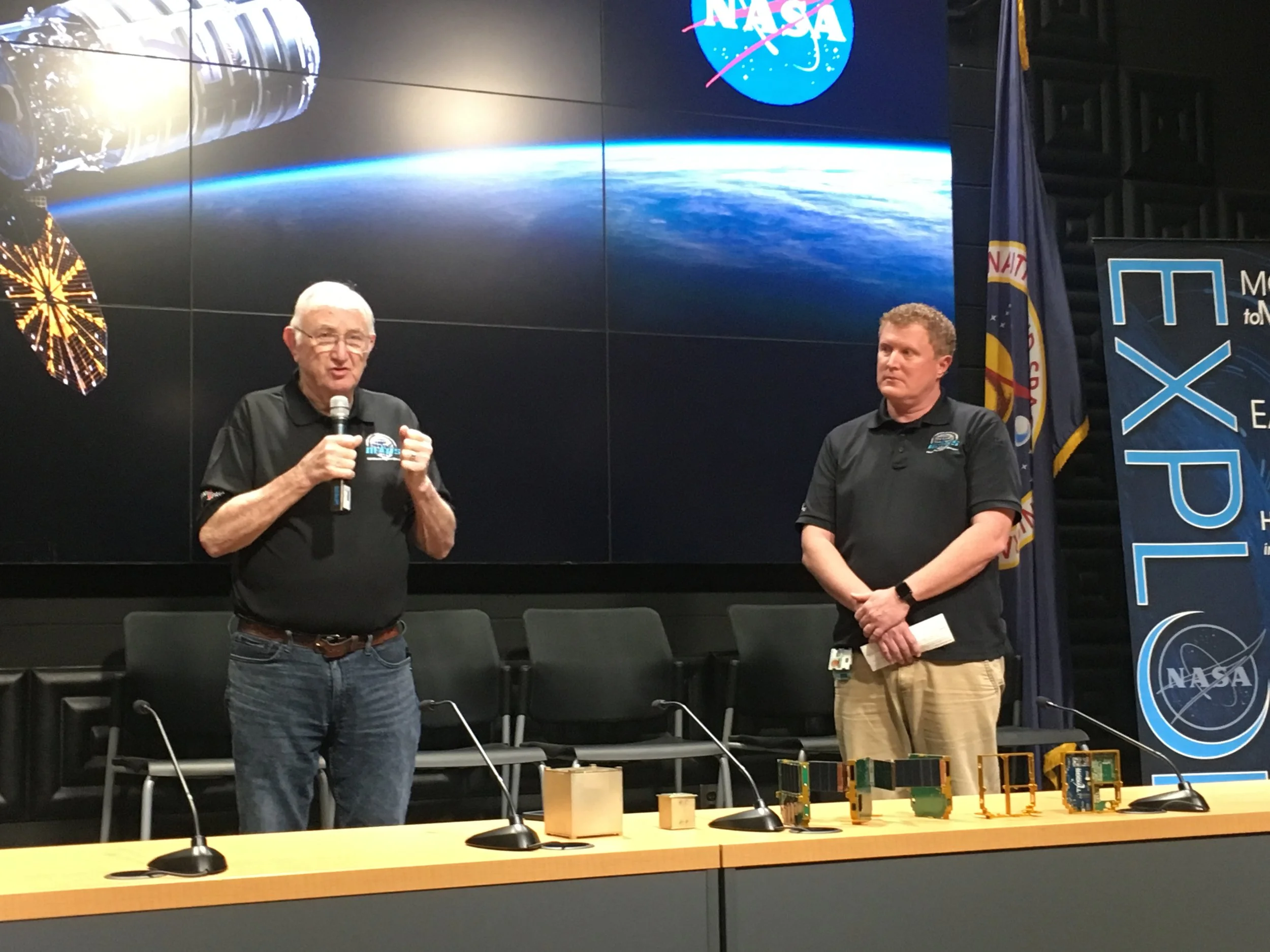 Bob Twiggs, ThinSat, Twiggs Space Lab, Morehead State University; and Chris Hale, ThinSat, Virginia Space.