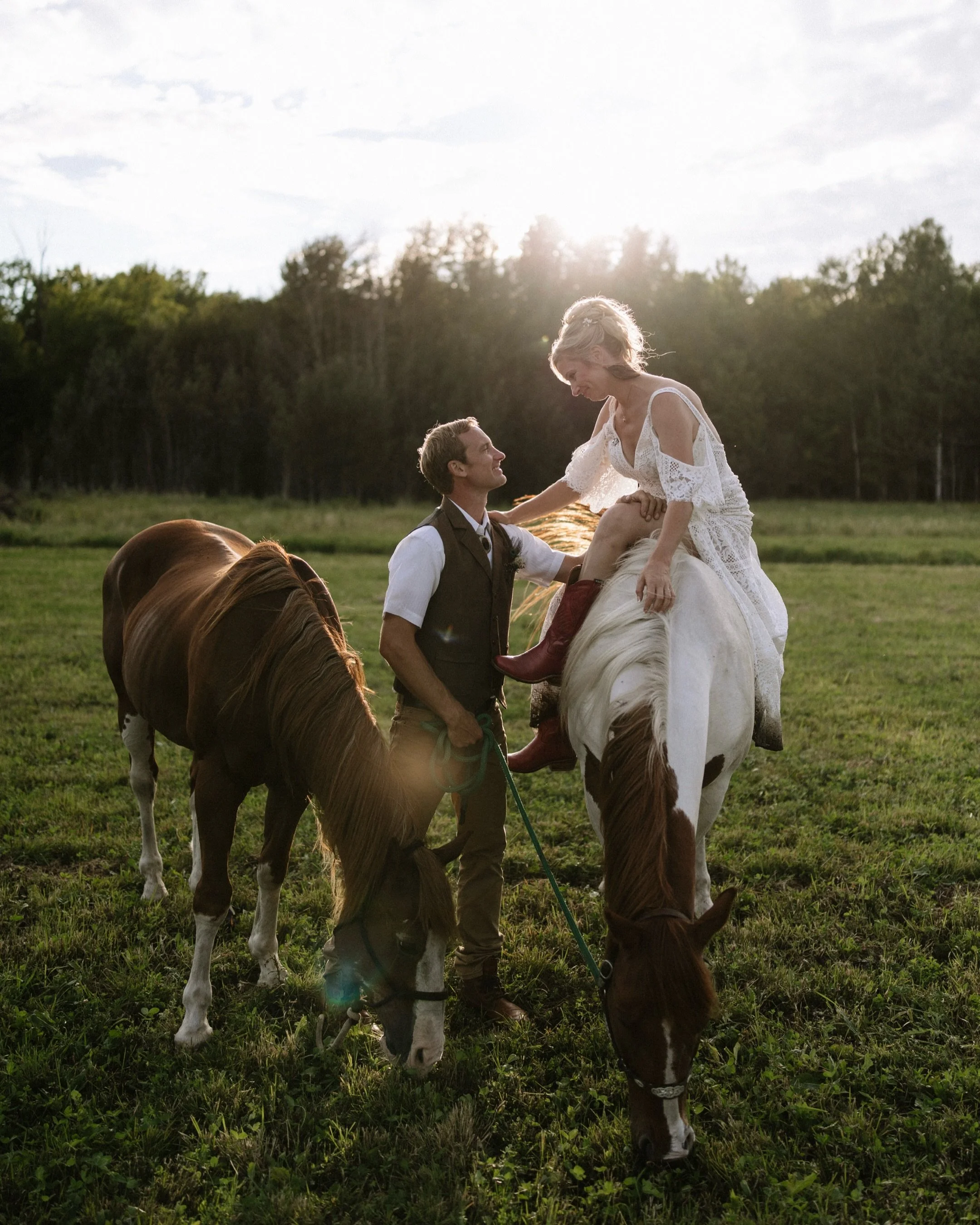 and in the secluded woods of minnesota, two souls became one. surrounded by family &amp; friends in their favorite place, with their daughter by their side. horses in the backyard, chickens running wild. a wedding created and curated by hand. every l