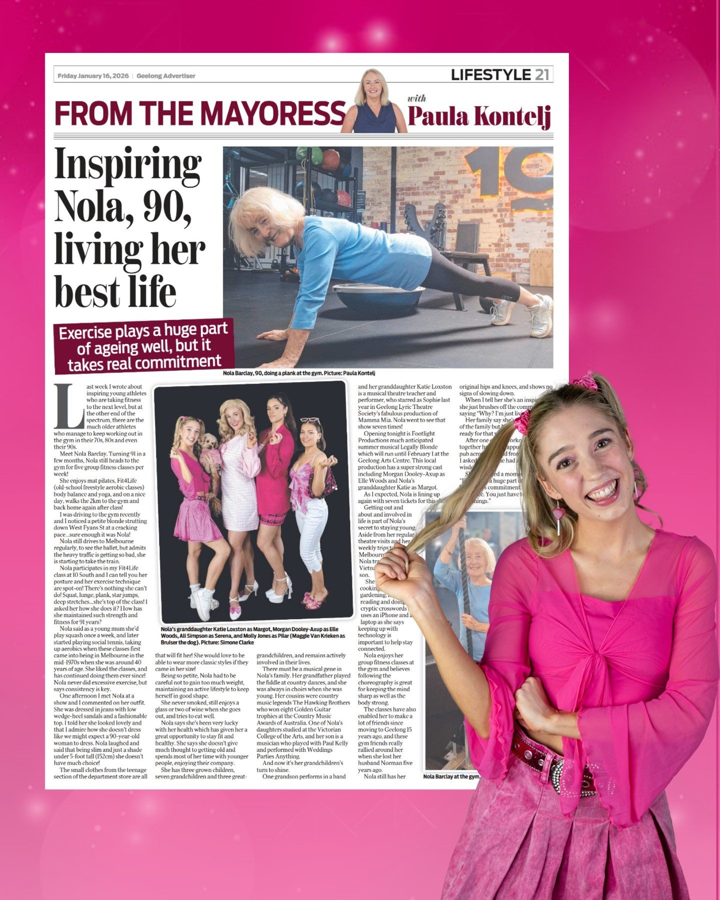 Check out the latest column by the Mayoress @paulakontelj in the @geelongaddy, featuring some of our Legally Blonde cast!

Nola is Legally Blonde cast member @katie_lox's grandmother, and she has the right idea - she's already booked to come and see 