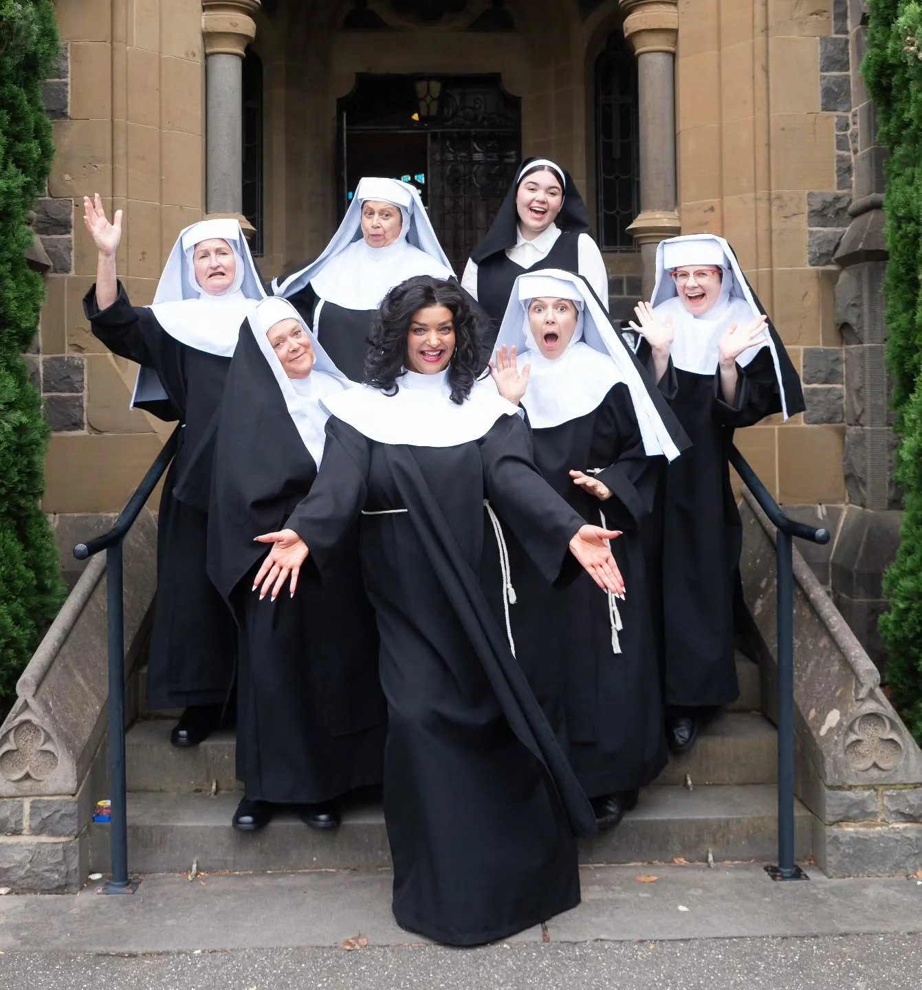 Your prayers have been answered - here's your first look at some of the heavenly Sisters set to light up the stage when Deloris Van Cartier struts in and shakes up the convent! 

Mandy Calderwood as Sr Mary Lazarus
Jennie Kellaway as Mother Superior

