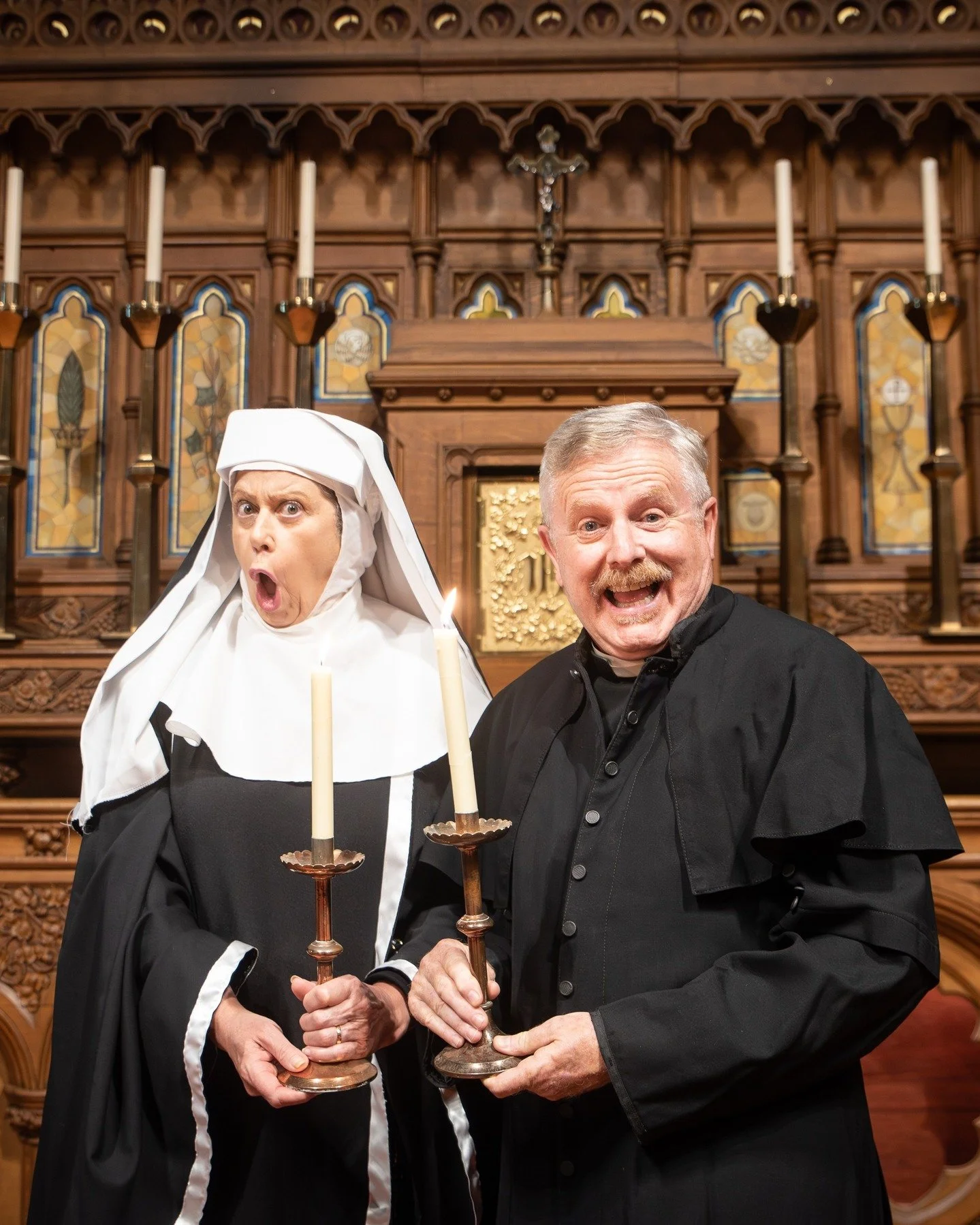Heaven help us &ndash; Mother Superior and Monsignor O&rsquo;Hara are here to keep the convent in line! 

Haven&rsquo;t bought your tickets to Sister Act yet? Consider this divine intervention.

Pictured - Jennie Kellaway as Mother Superior and David