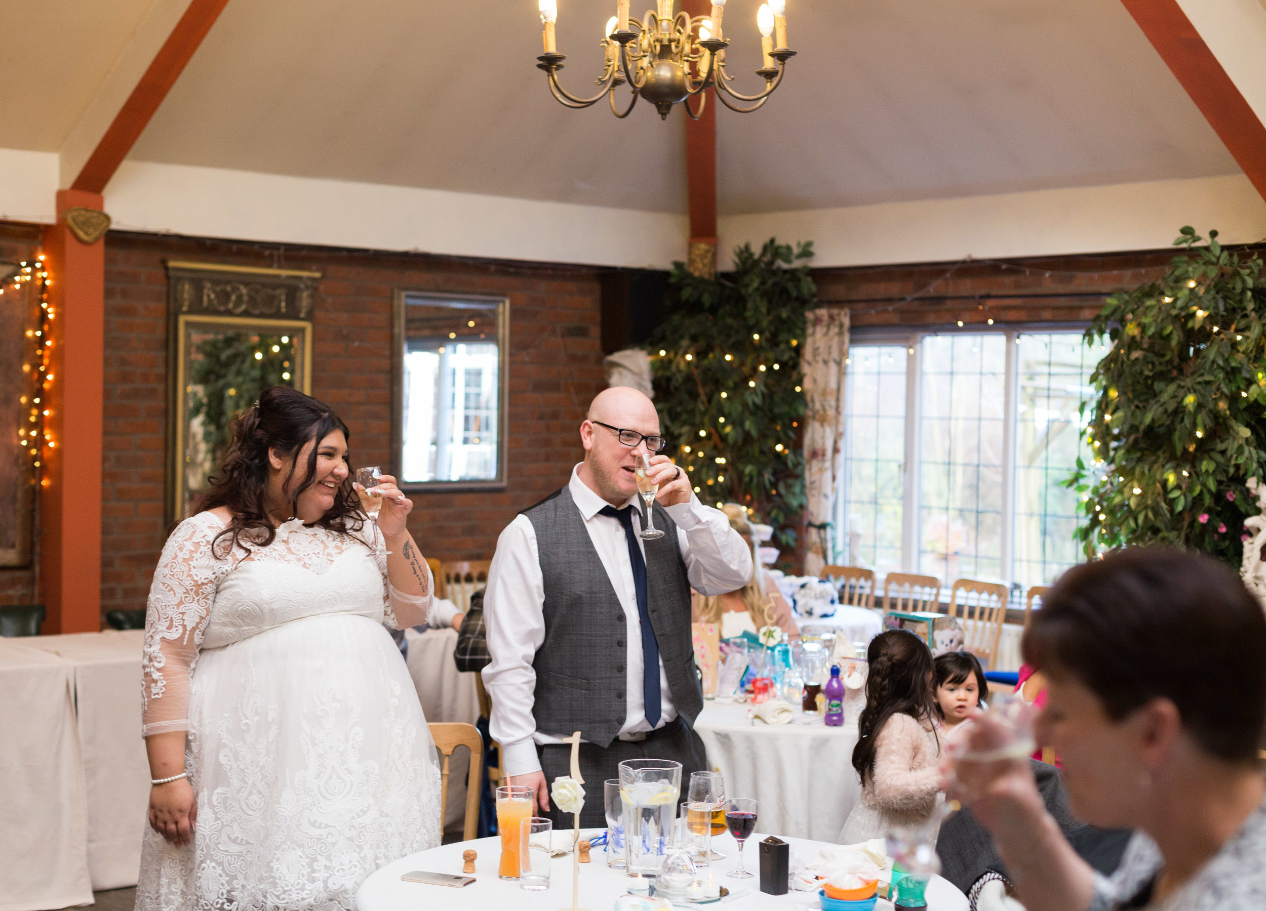 Bride and Groom toast at Heskin Hall, Chorley