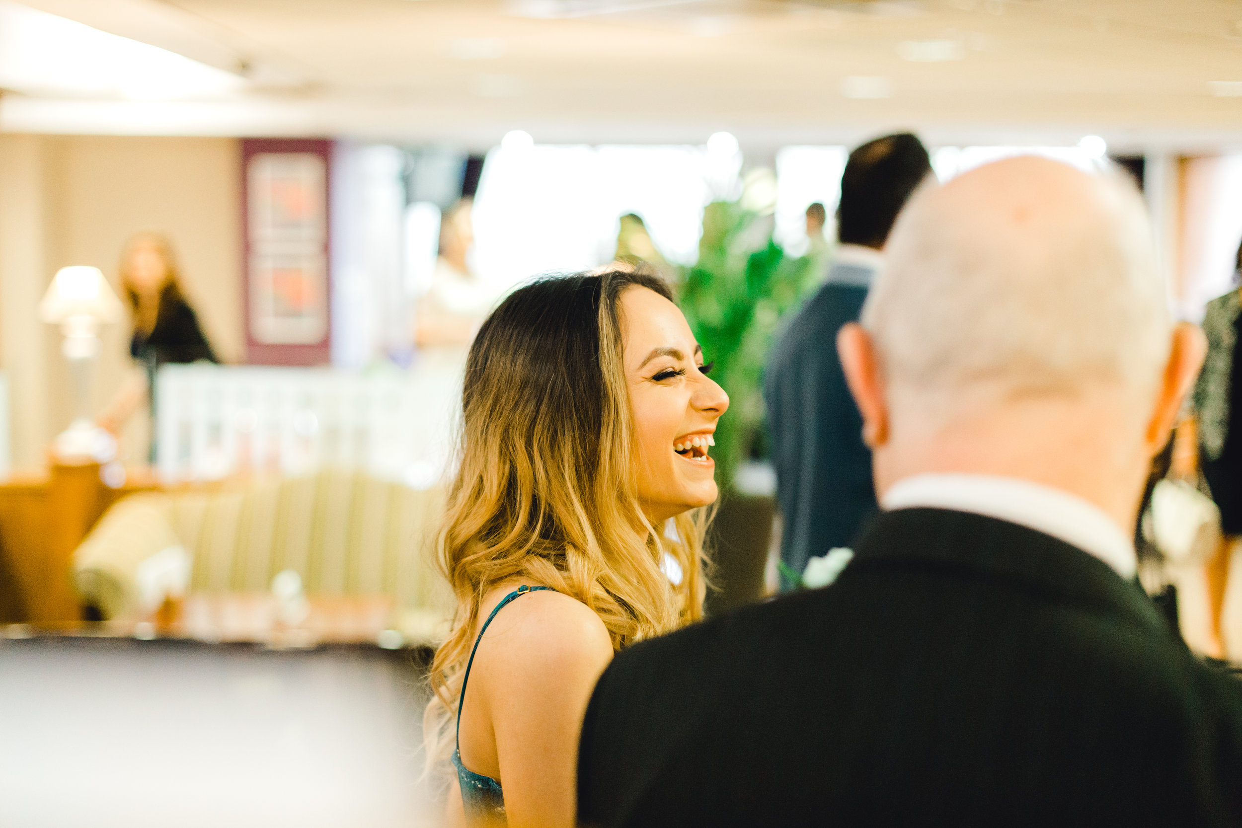 Guest interactions during cocktail hour at weddings