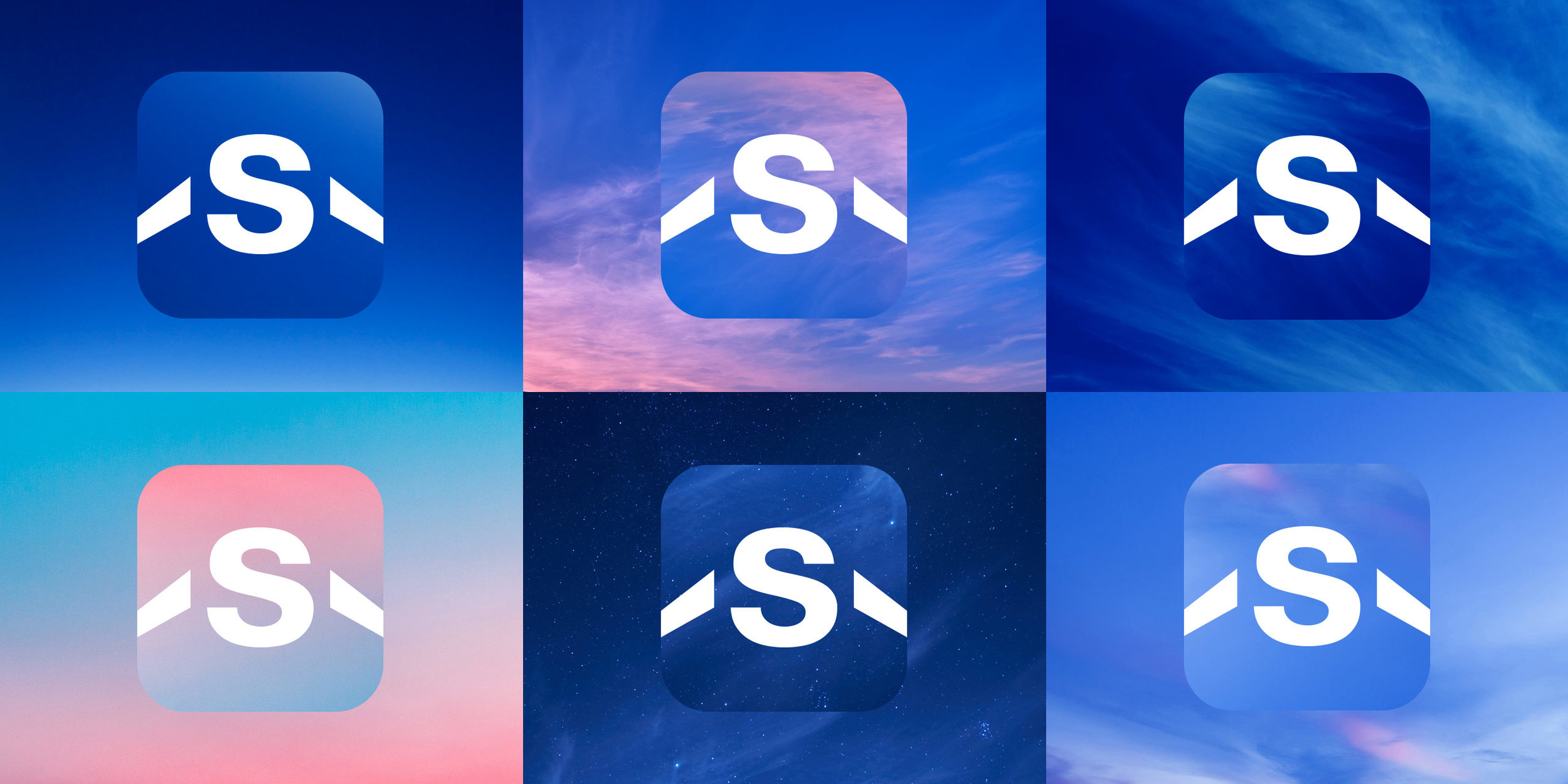 App icons on sky backgrounds