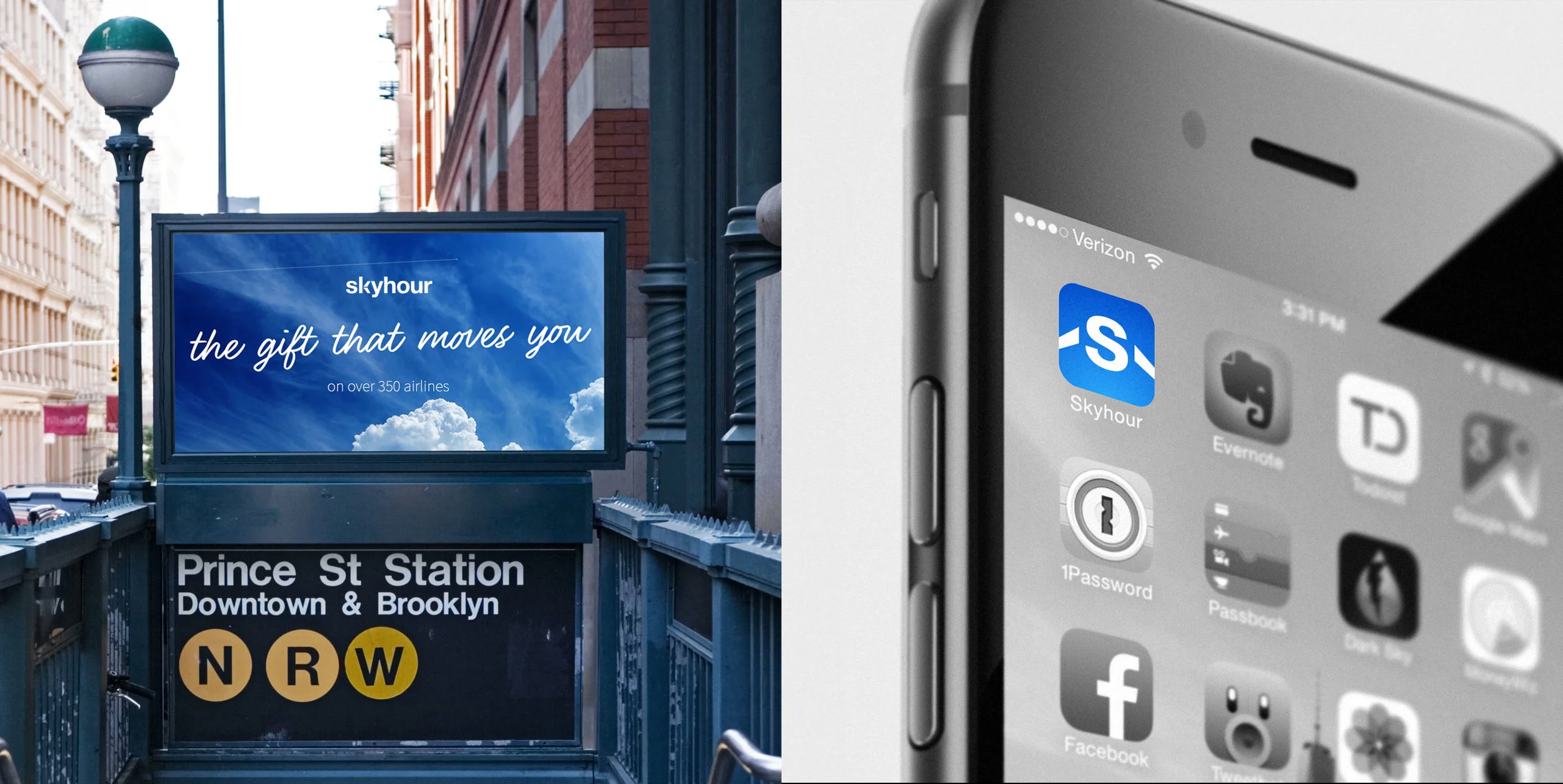 Train station ad and iPhone app icon