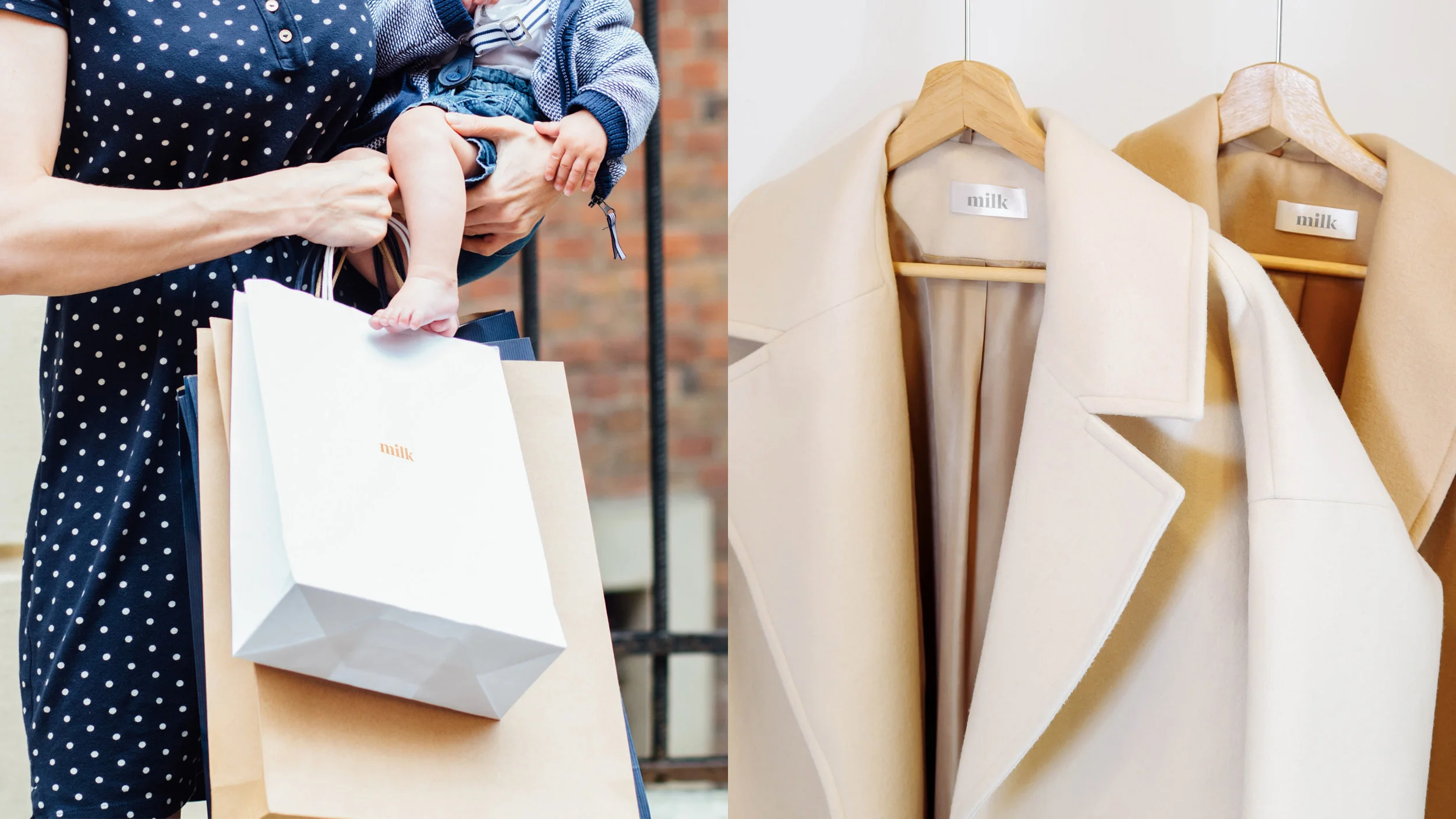 Milk Cashmere Shopping Bag and Clothes Tag