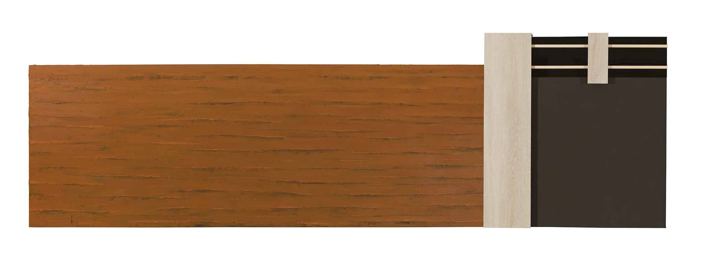 Sin título. 2012 Óleo /lino, metacrilato y madera 109 x 355 x 8 cm