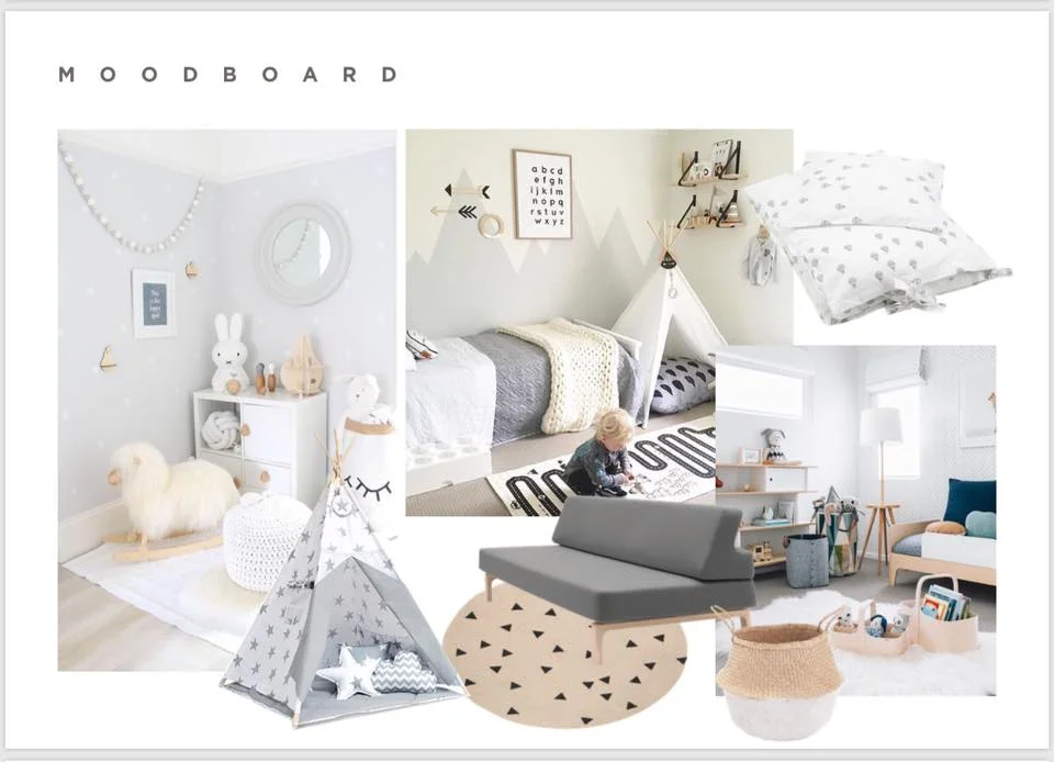 Moodboard to show you the overall look and feel of the room.