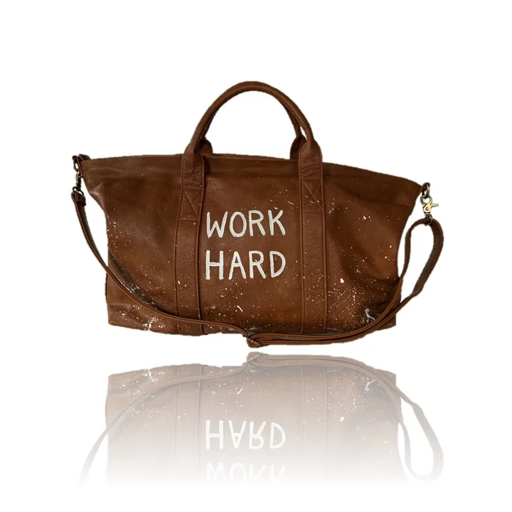 Work Hard, Play Harder Leather Duffel Bag