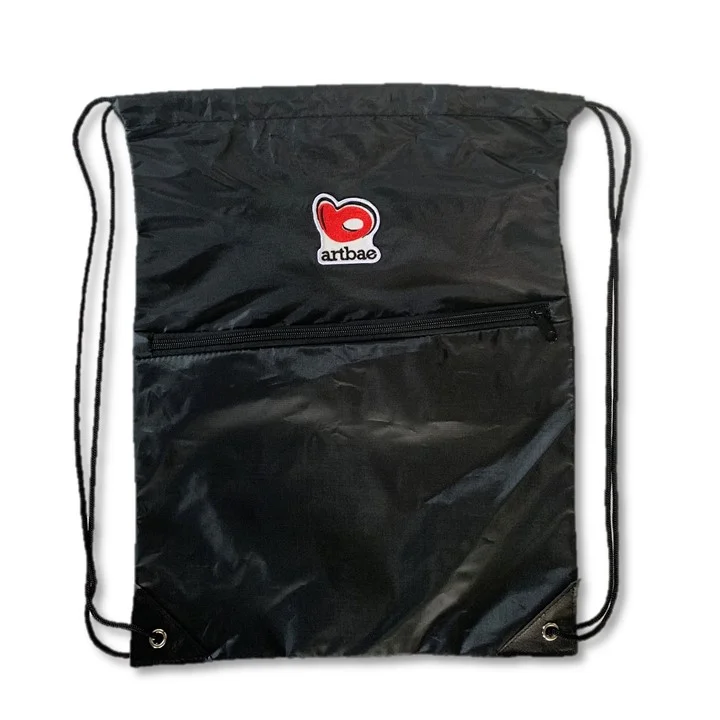 Polyester Drawstring Bag with Zippered Front and Embroidered Patch.jpg