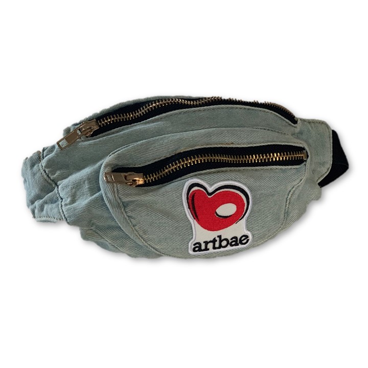 Denim Fanny Pack with Zippered Front and Embroidered Patch.jpg