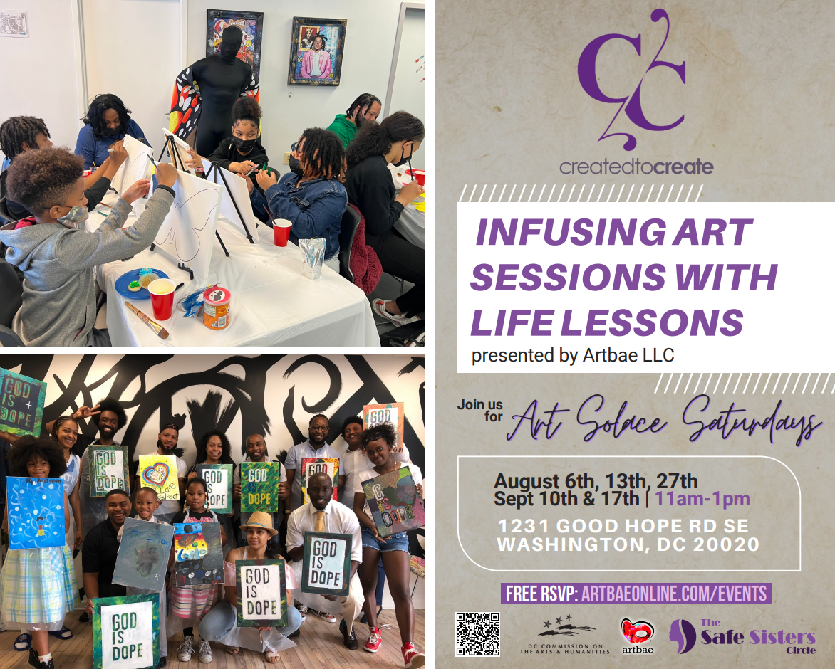 Artbae Presents... Created2Create: Infusing Art Sessions w/ Life Lessons (Paint &amp; Sip) in partnership with The Safe Sisters Circle (Copy) (Copy) (Copy) (Copy)