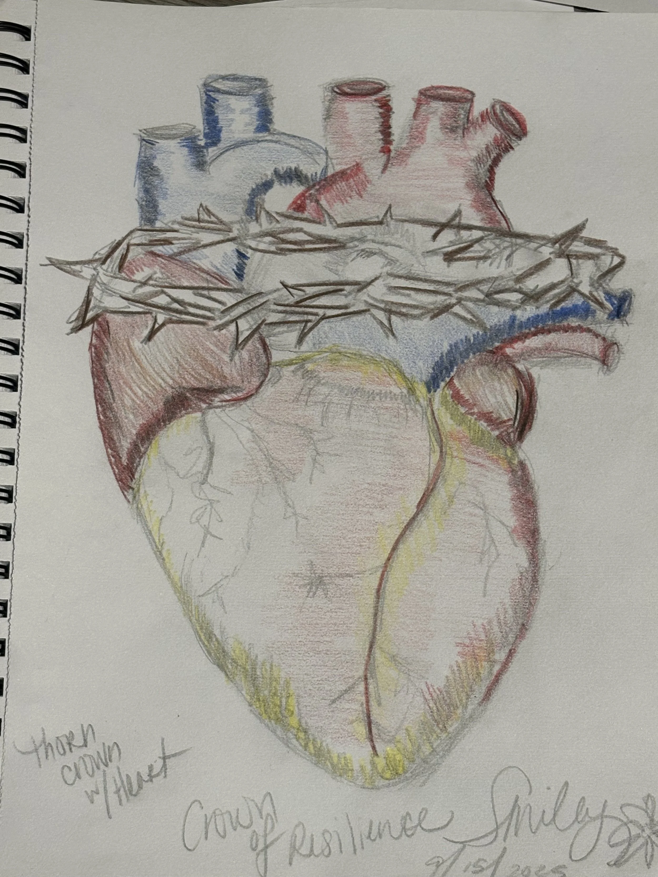 Thorn Crown with Heart (in color)