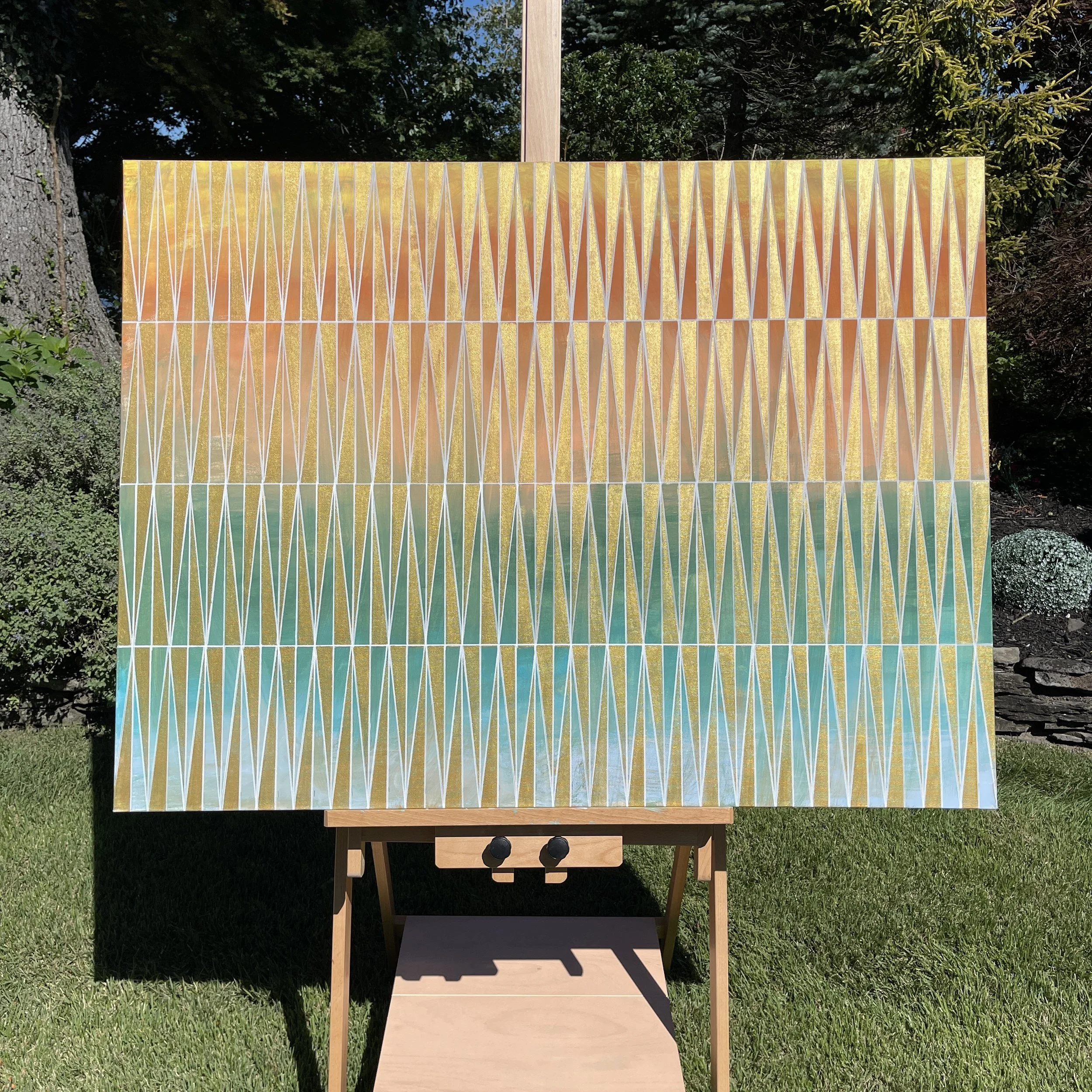 Metallic Gold Abstract Geometric Painting 36x48