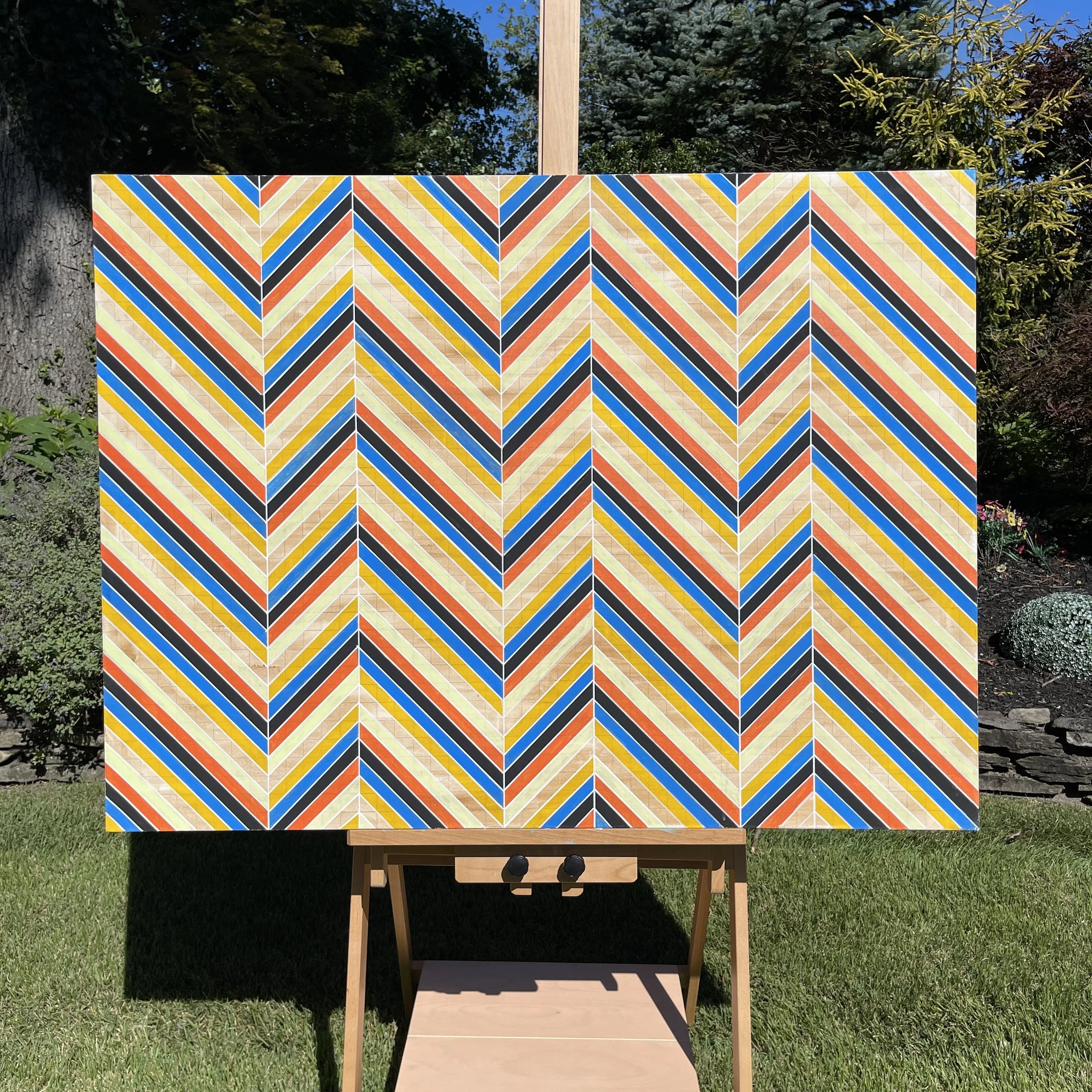 Abstract Geometric Multicolor Acrylic Painting 36x48