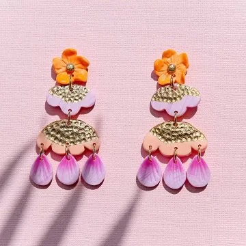 Sorbet Flower Dangles - Earrings