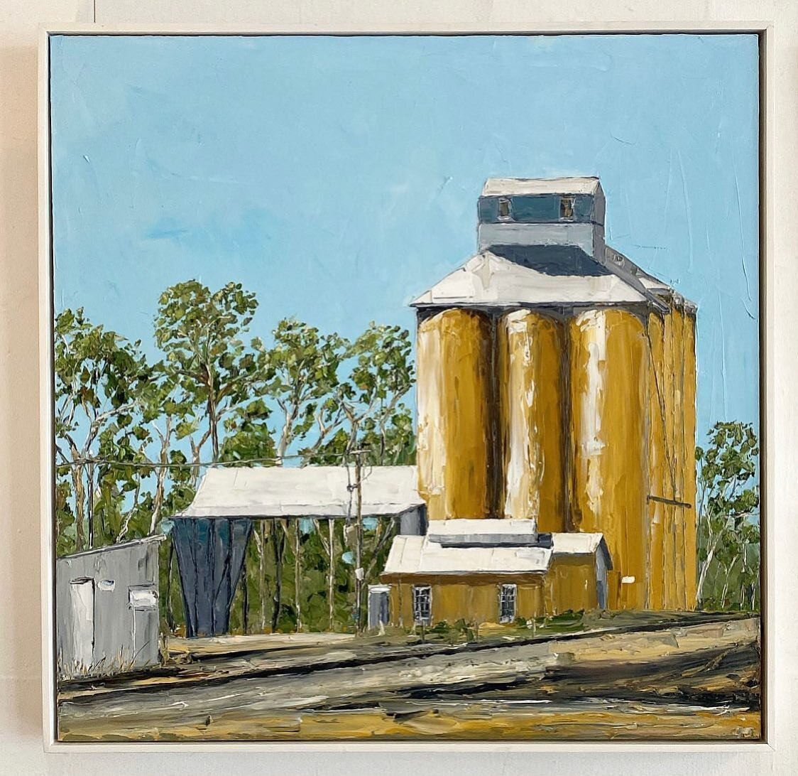 Silo 5 by @simonbuchanartist 94x94cm framed oil on canvas&bull; enquiries 0429301631 #paperpear #simonbuchan #silo #australianart #regionalnsw #art