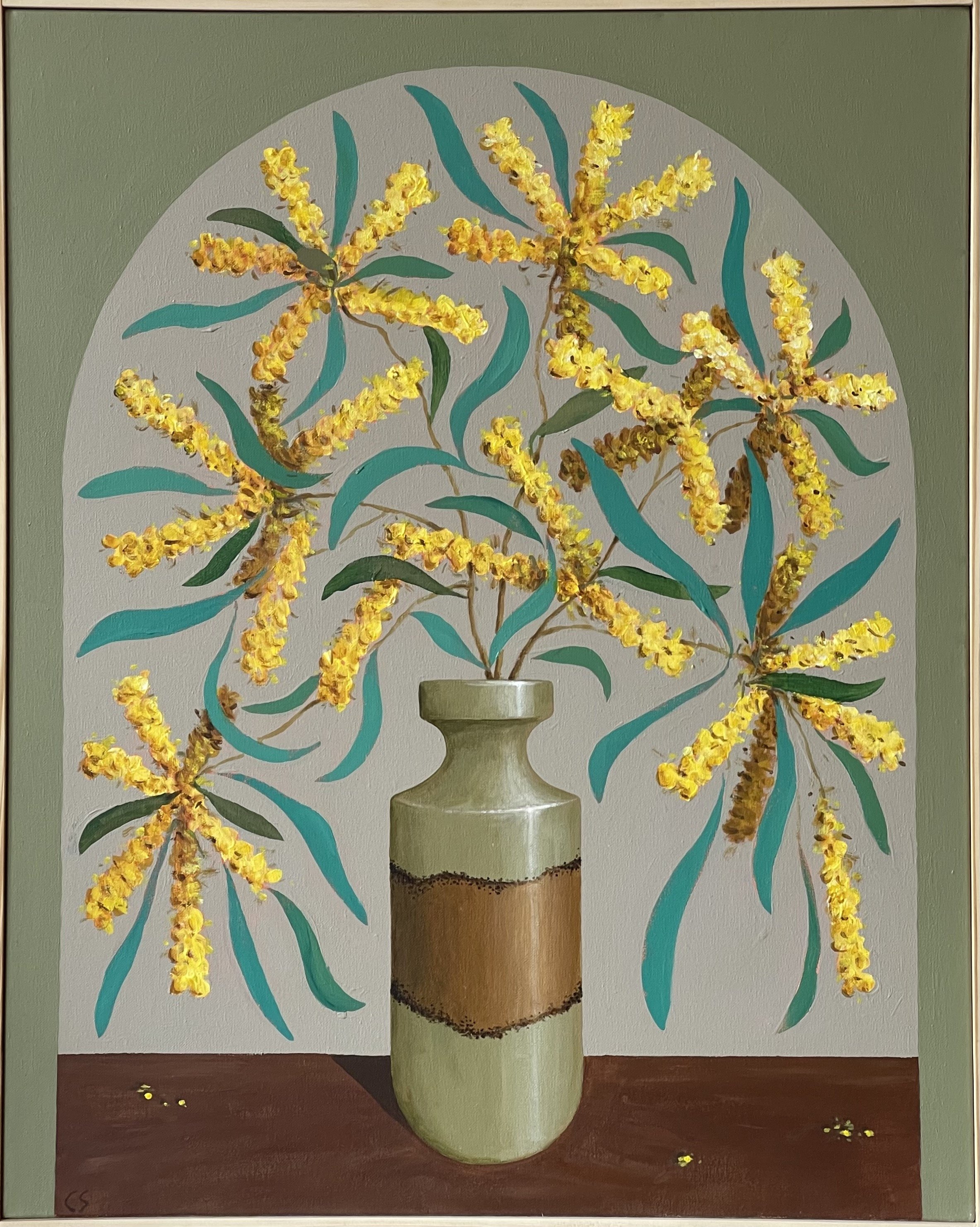 CHARLES SMITH Acacia Blossom 61x76cm framed acrylic on canvas $1550
