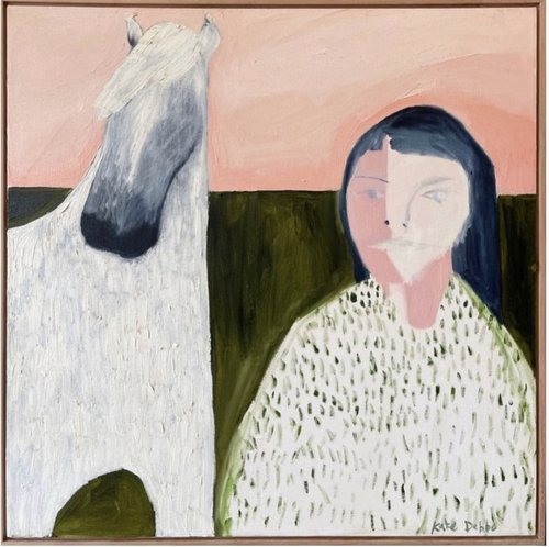 A Painting About A Girl And Her Horse 90x90cm framed oil on canvas $3200