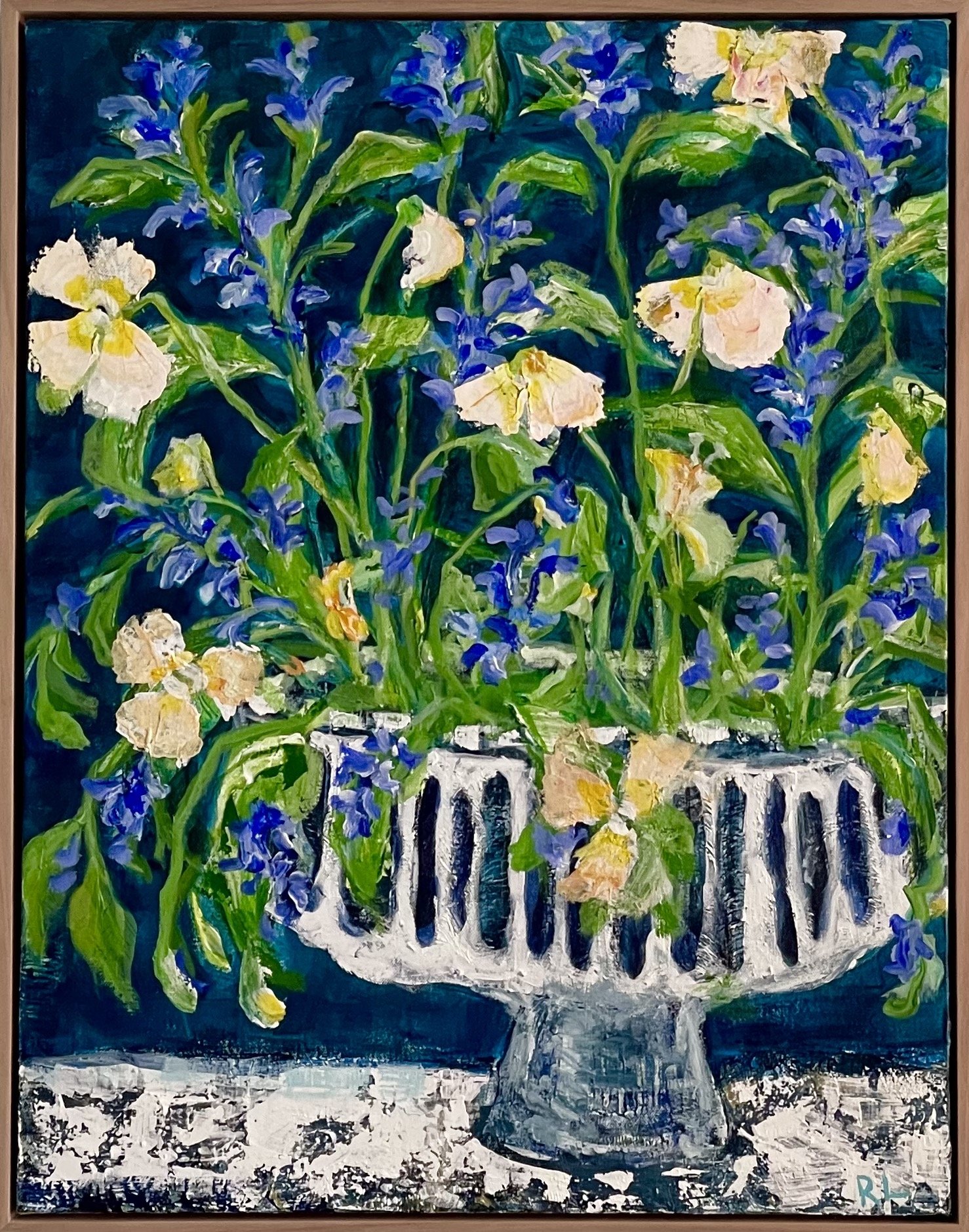 RACHAEL LITTLE Floral Cascade 55x71cm framed acrylic on canvas WAS $1500 now $1300