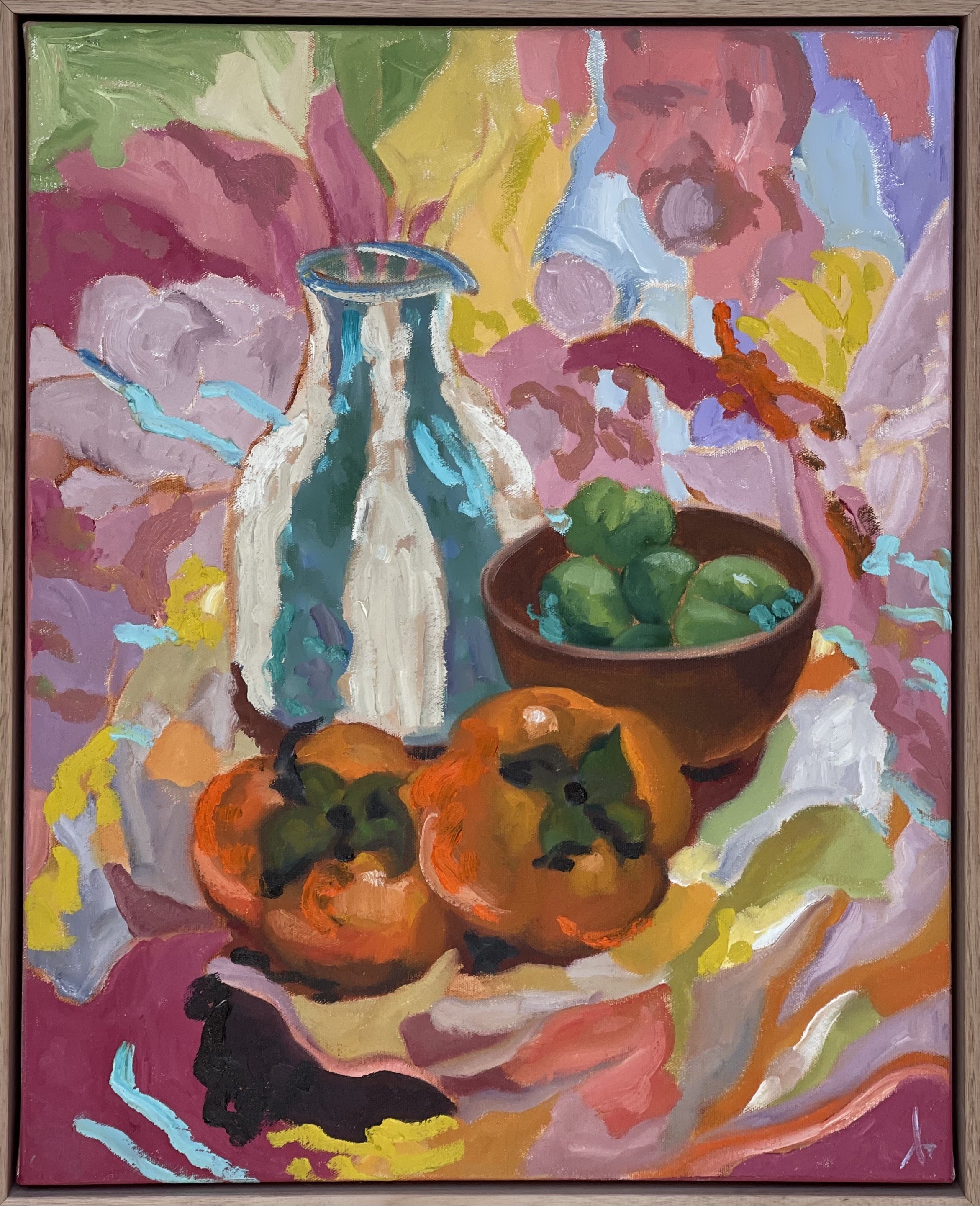 LUCILA ZENTNER Fruit and Vase 40x50cm framed oil on canvas WAS $2100 now $1600