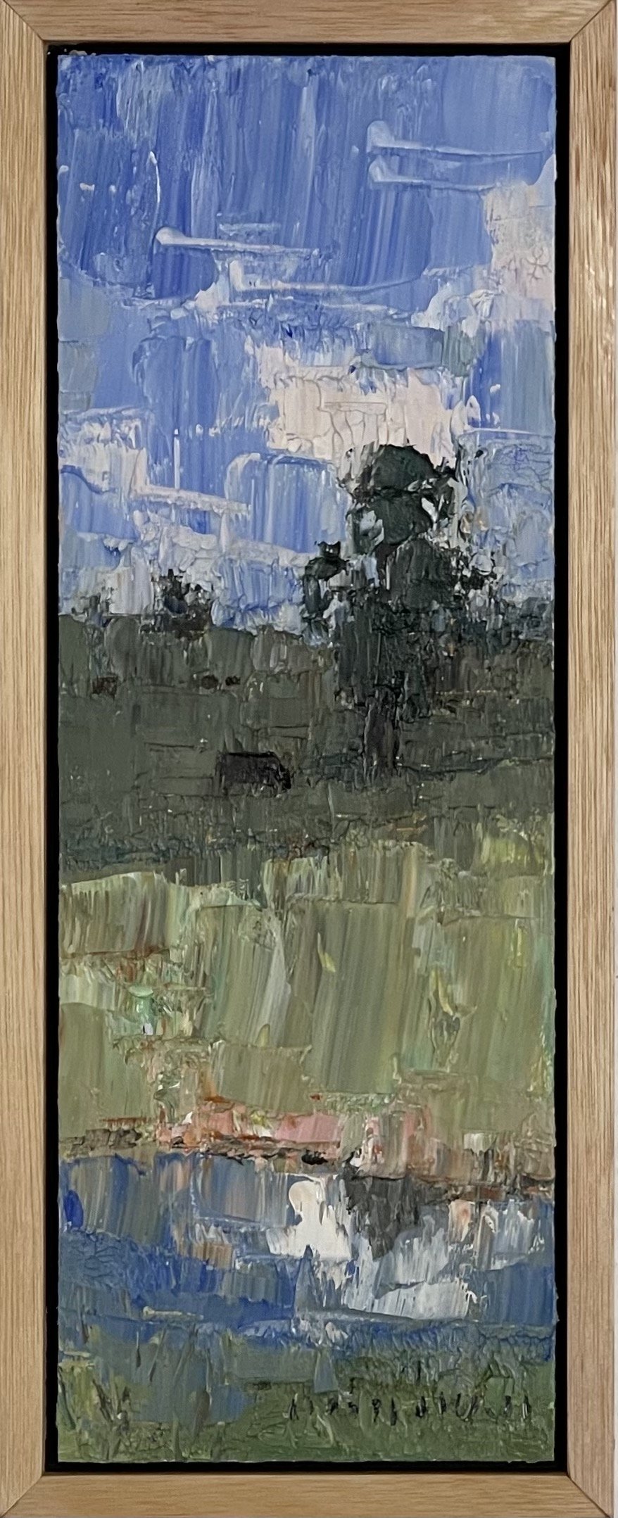 MINHAN CHO Reflecting Tranquility 36x13cm framed oil on board $900