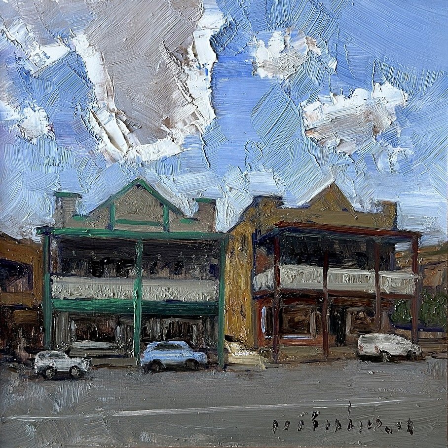 MINHAN CHO Pym Street 25 x 25 cm framed oil on board $900