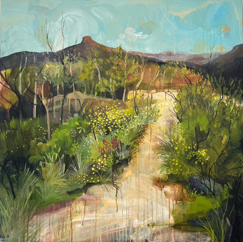 PENNY LOVELOCK The Wildflower Path, Ulladulla 91 x 91 cm framed oil and acrylic on canvas $4900