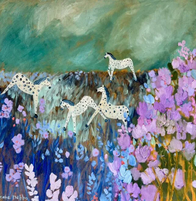 KATE DEBBO Wild Flowers 80 × 80 cm framed oil on canvas $2900